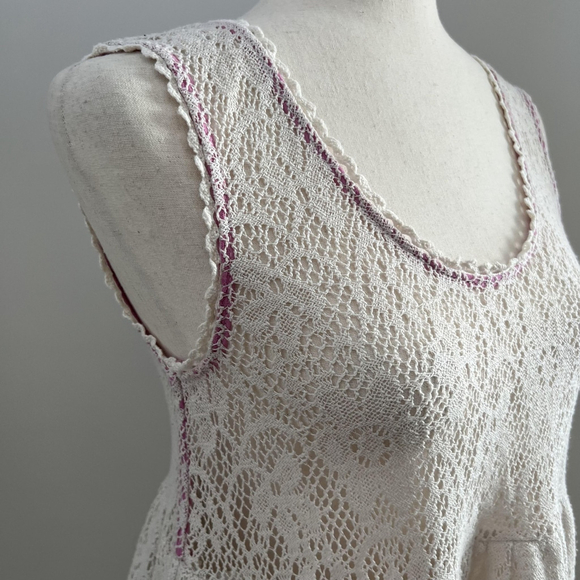 Free People Top Womens XS Ivory Crochet Lace Boho Cottagecore Fairycore Y2K - Picture 6 of 8